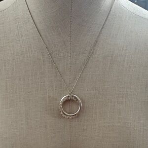 Elegant Silver Circle Pendant Necklace Avon